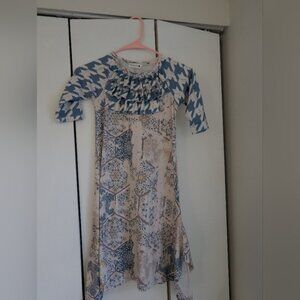 Girls Nuggles 8 Stylish Blue and Cream Kids Dress